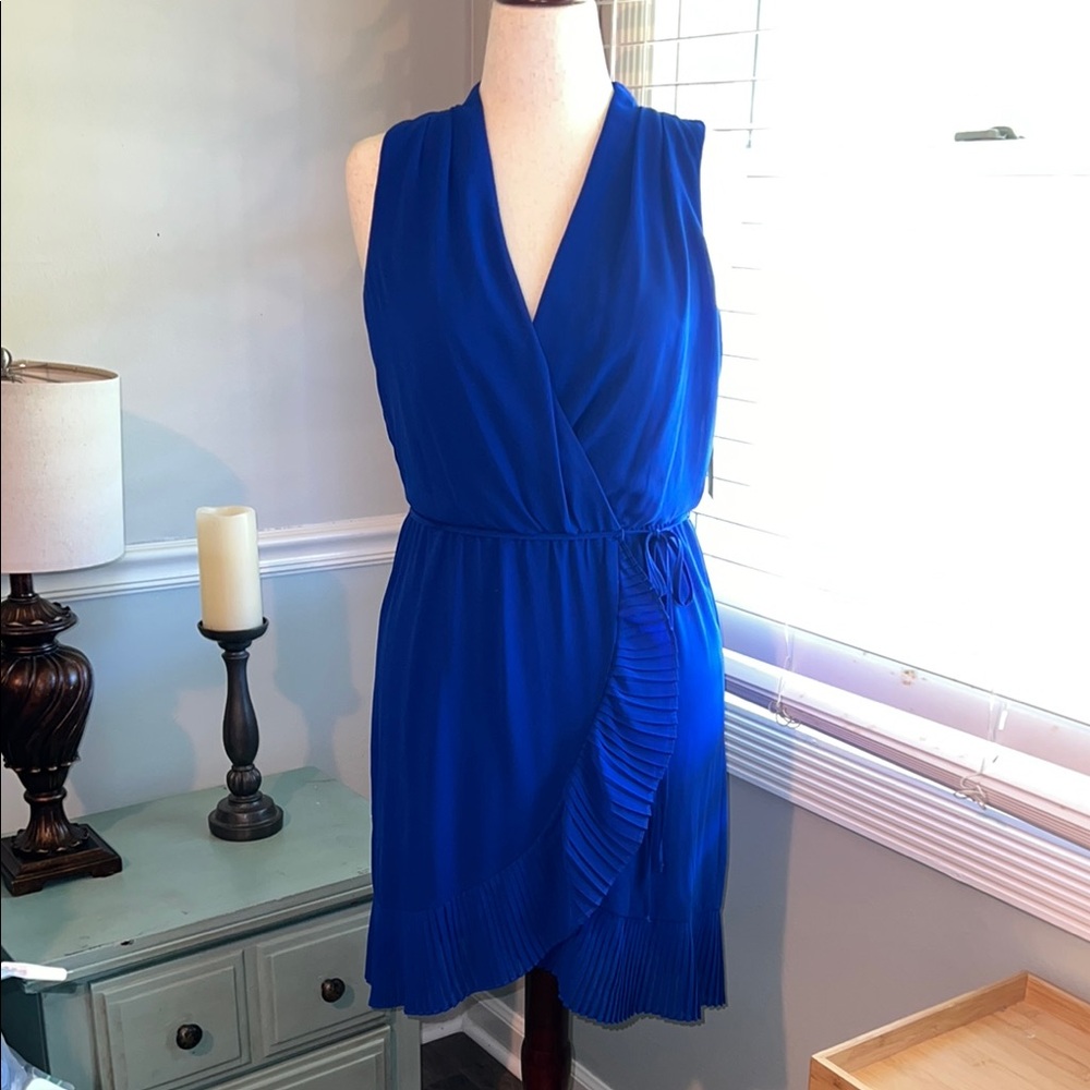 Jessica Howard Royal Blue Sleeveless Wrap Mini Dress